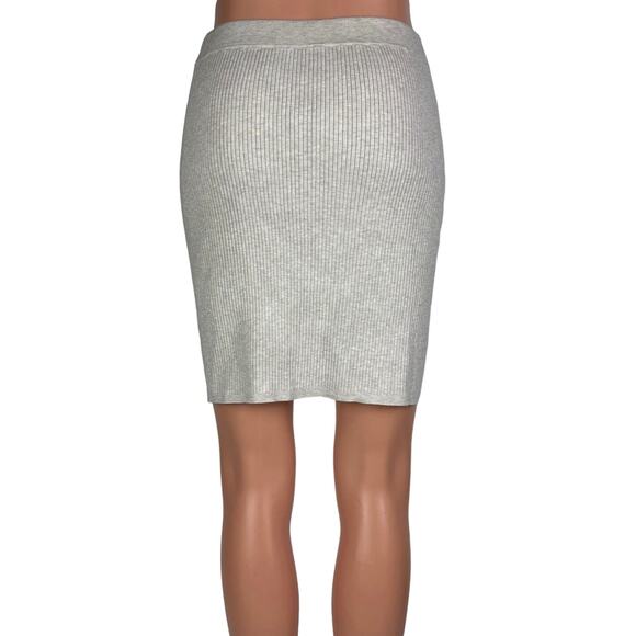 Aritzia Wilfred Beige Ribbed Knit Stretch Bodycon Straight Mini Pencil Skirt - M - Picture 3 of 7